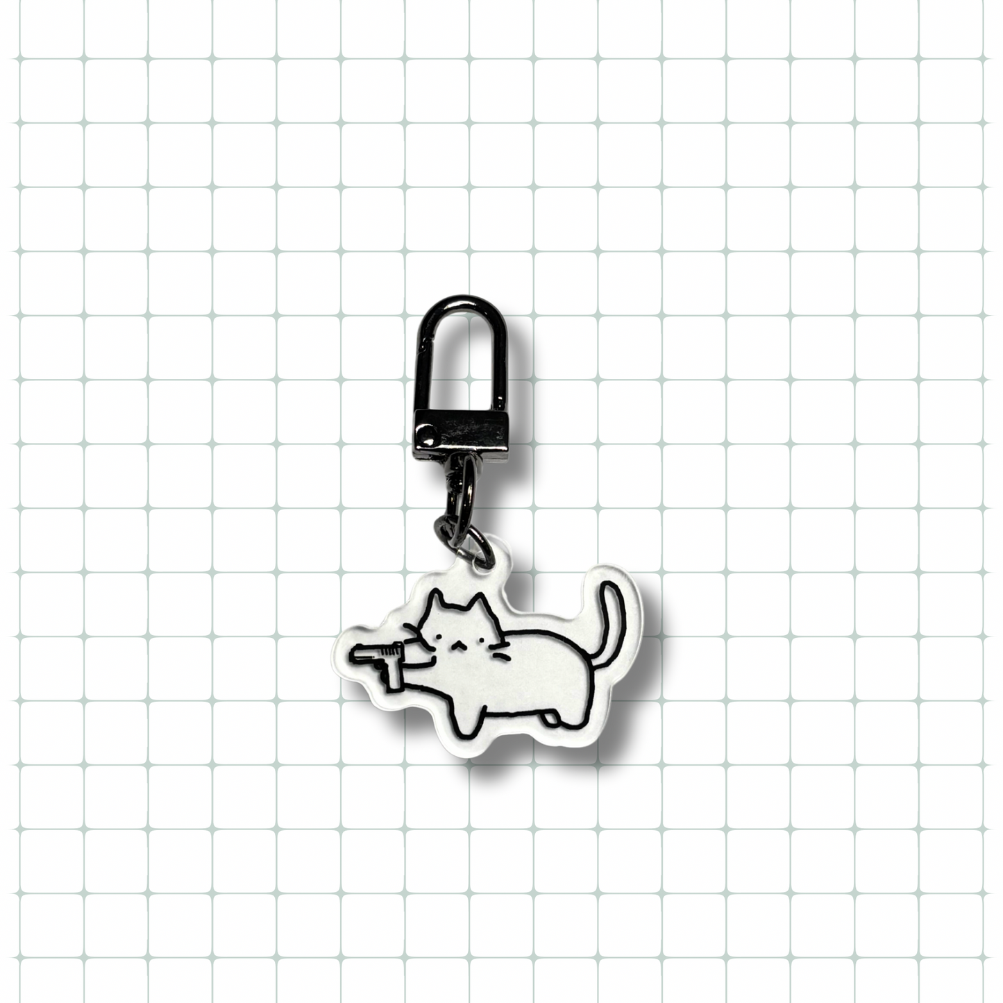 cat with a gun keychain